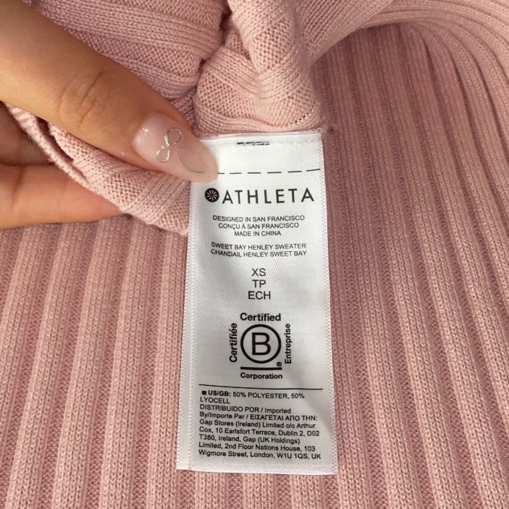 Athleta Sweet Bay Henley Sweater Light Pink Size XS - Picture 5 of 8